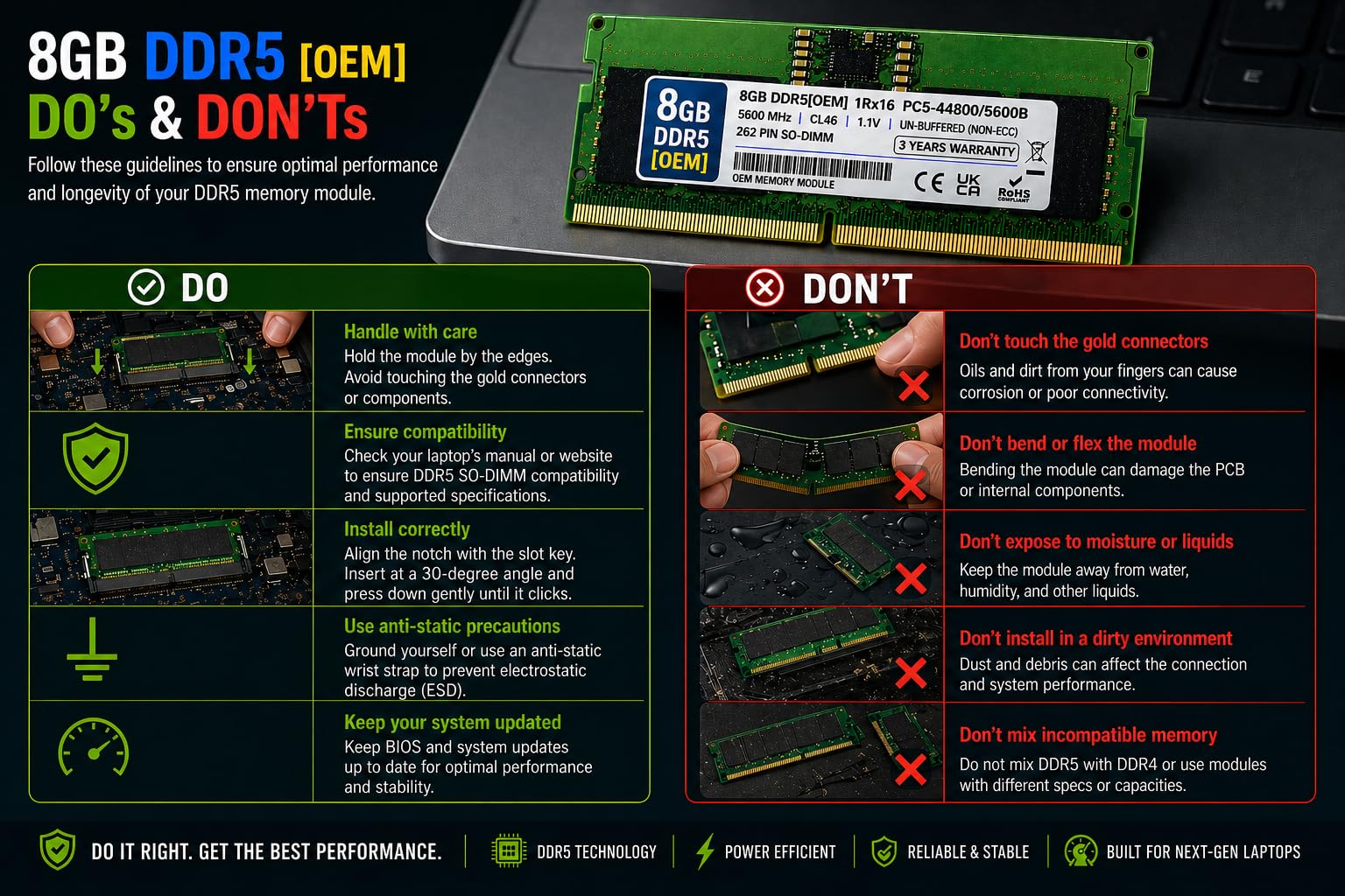Amazon.in: Buy 8GB DDR5 5600MHz OEM Laptop RAM Compatible with